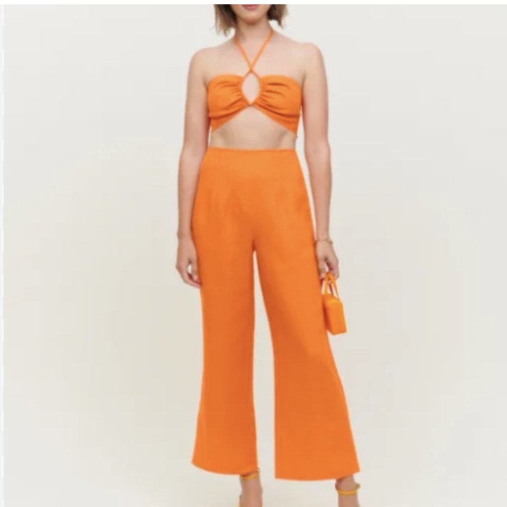 Reformation ISABEL LINEN TWO PIECE IN CITRUS - Picture 3 of 7